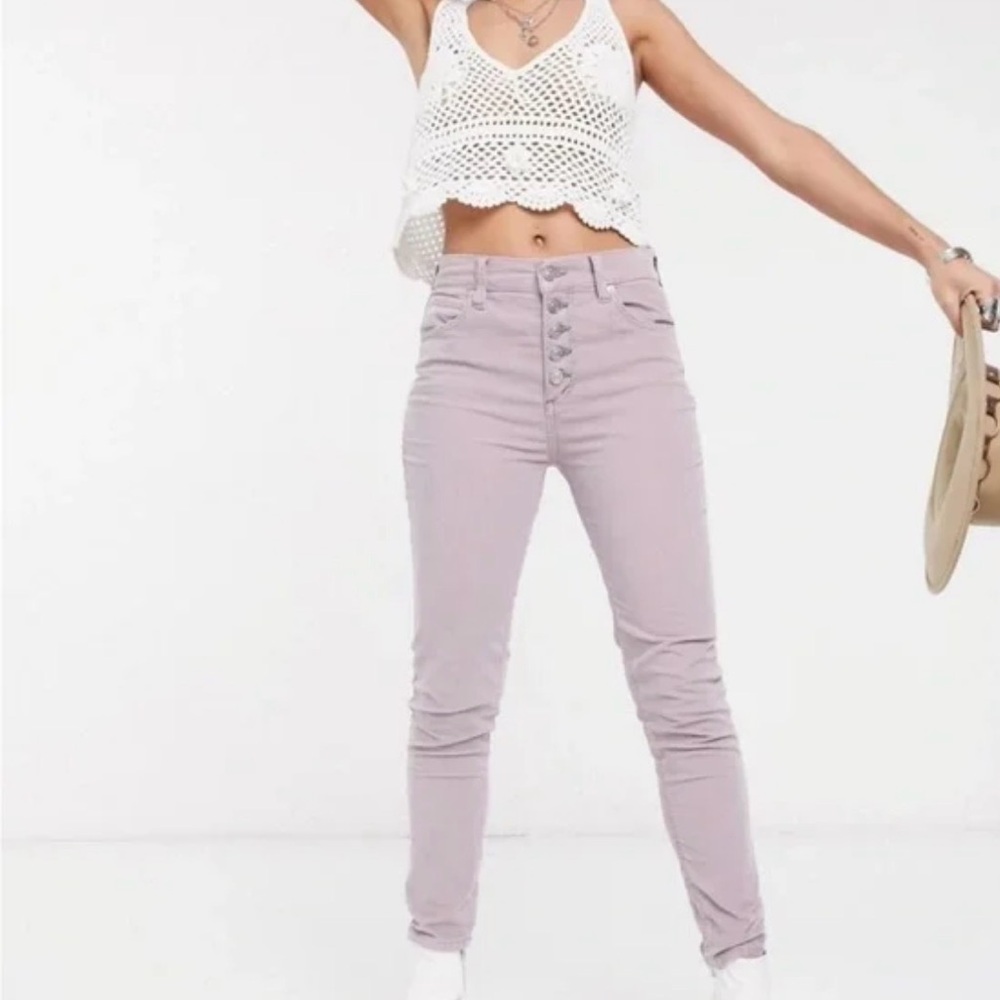 NWT Free People Women's‎ Sun Chaser Corduroy Skinny Ankle Jeans in frosted lilac